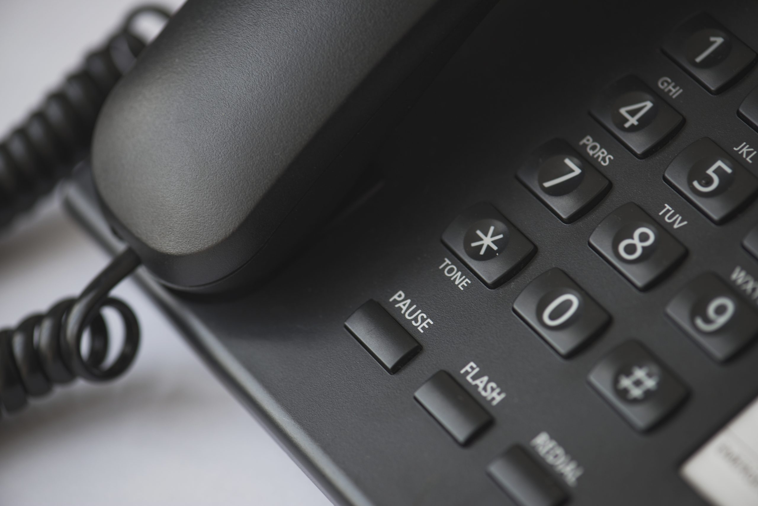 Closeup of office wired telephone Closeup of office wired telephone